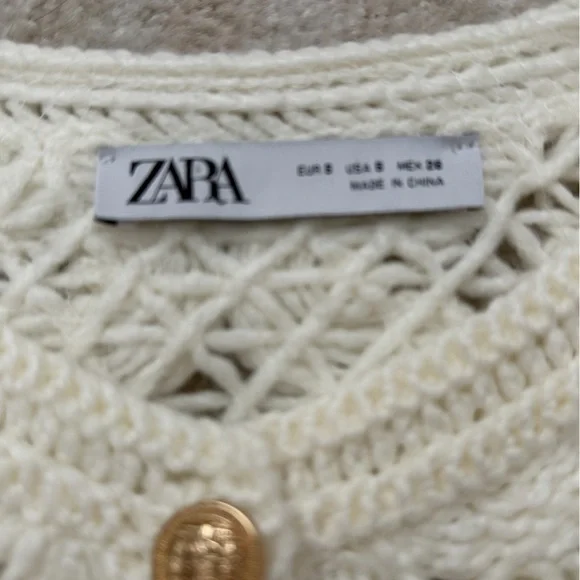 Zara Cream Crochet Floral Cardigan - Picture 3 of 3